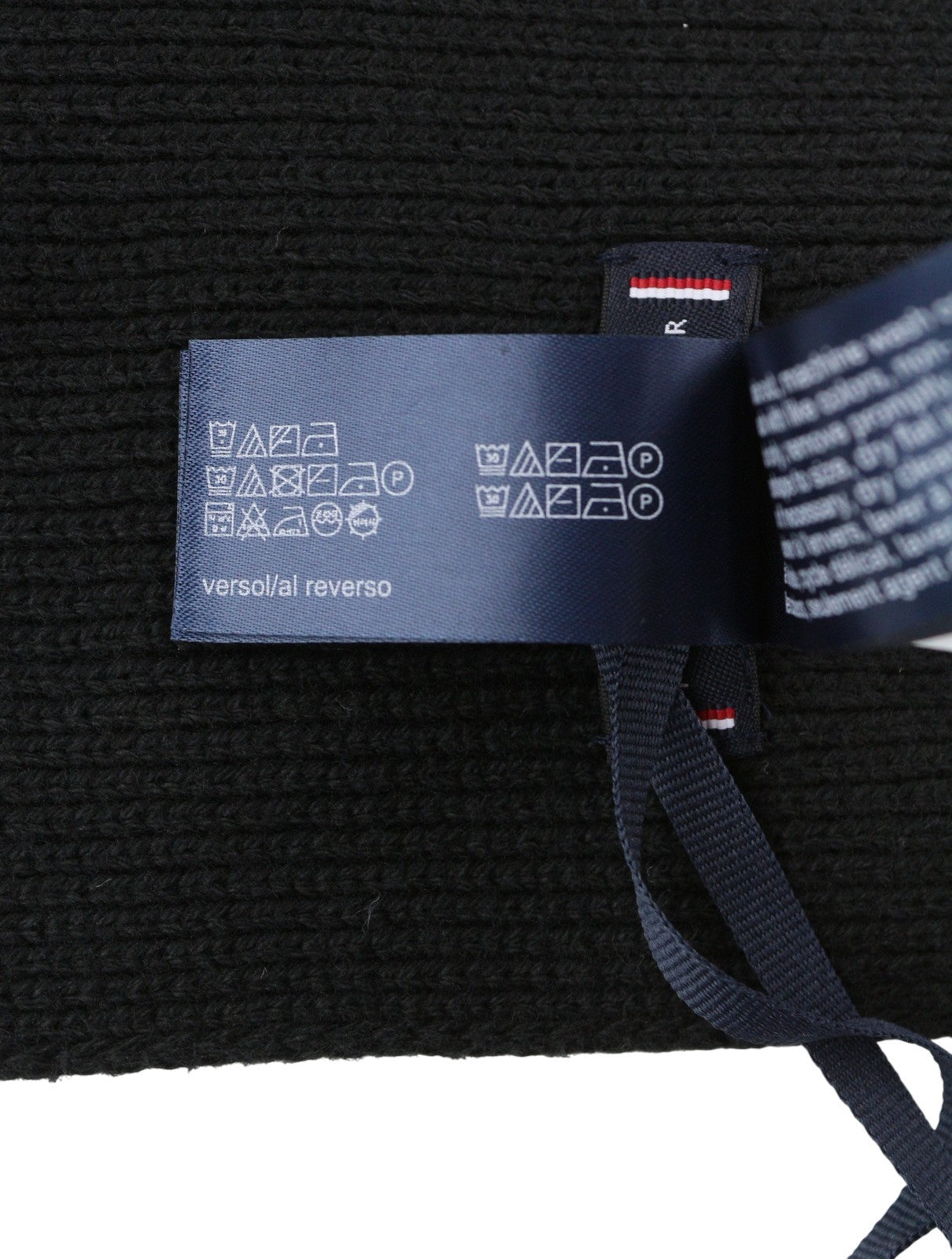 TOMMY HILFIGER Horizon Flat Knit Men Scarf OS Black Embroidered Logo Unisex