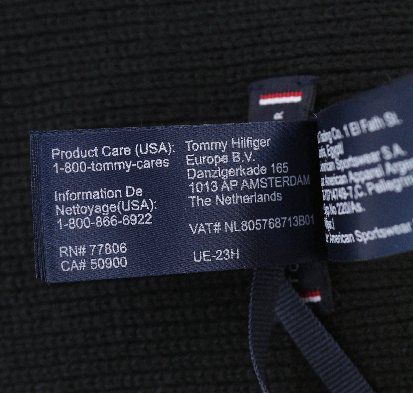 TOMMY HILFIGER Horizon Flat Knit Men Scarf OS Black Embroidered Logo Unisex