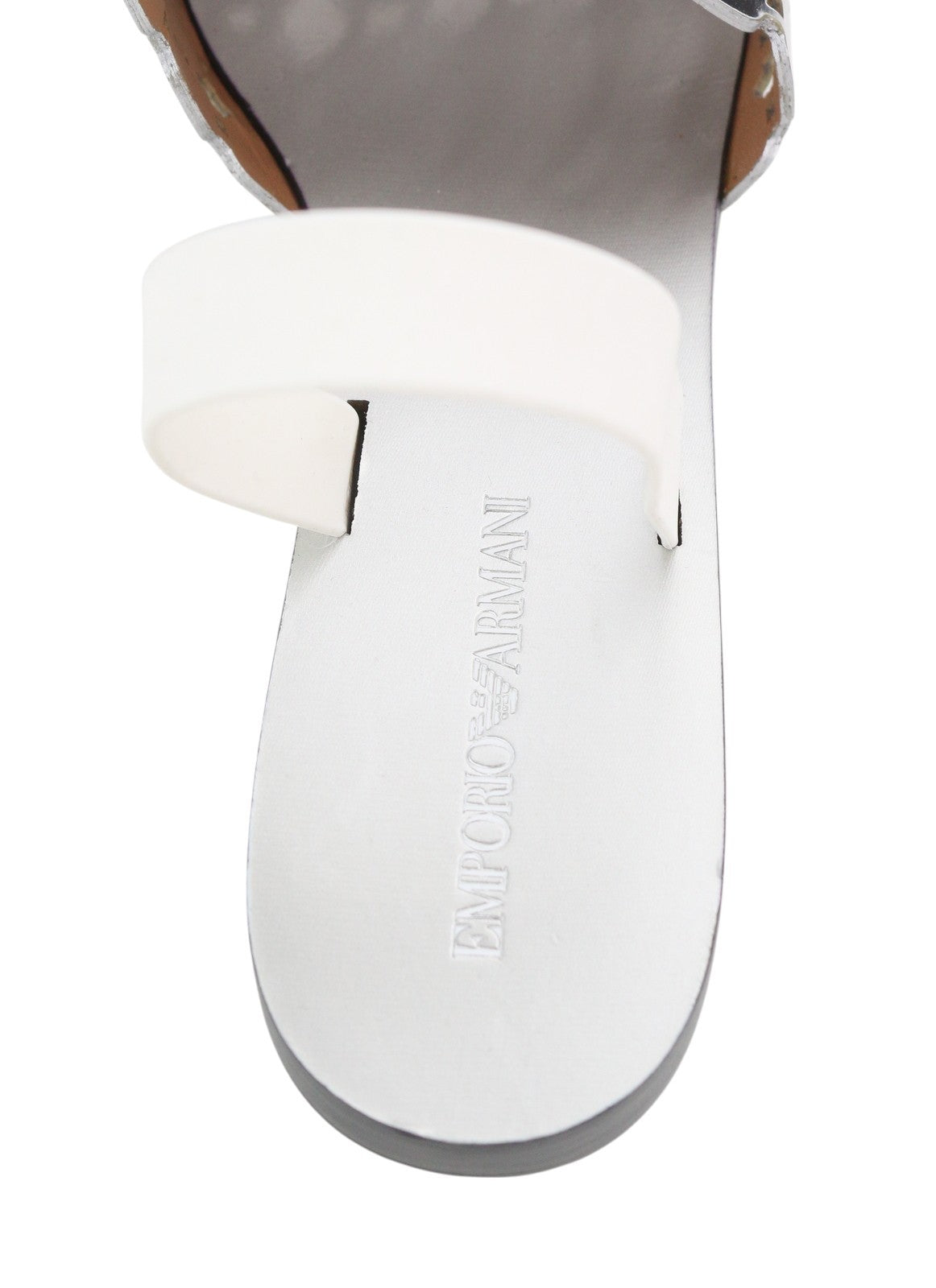 EMPORIO ARMANI X3D255 Women Flats EU37 Shiny Silver Slip On Pointed Toe Casual