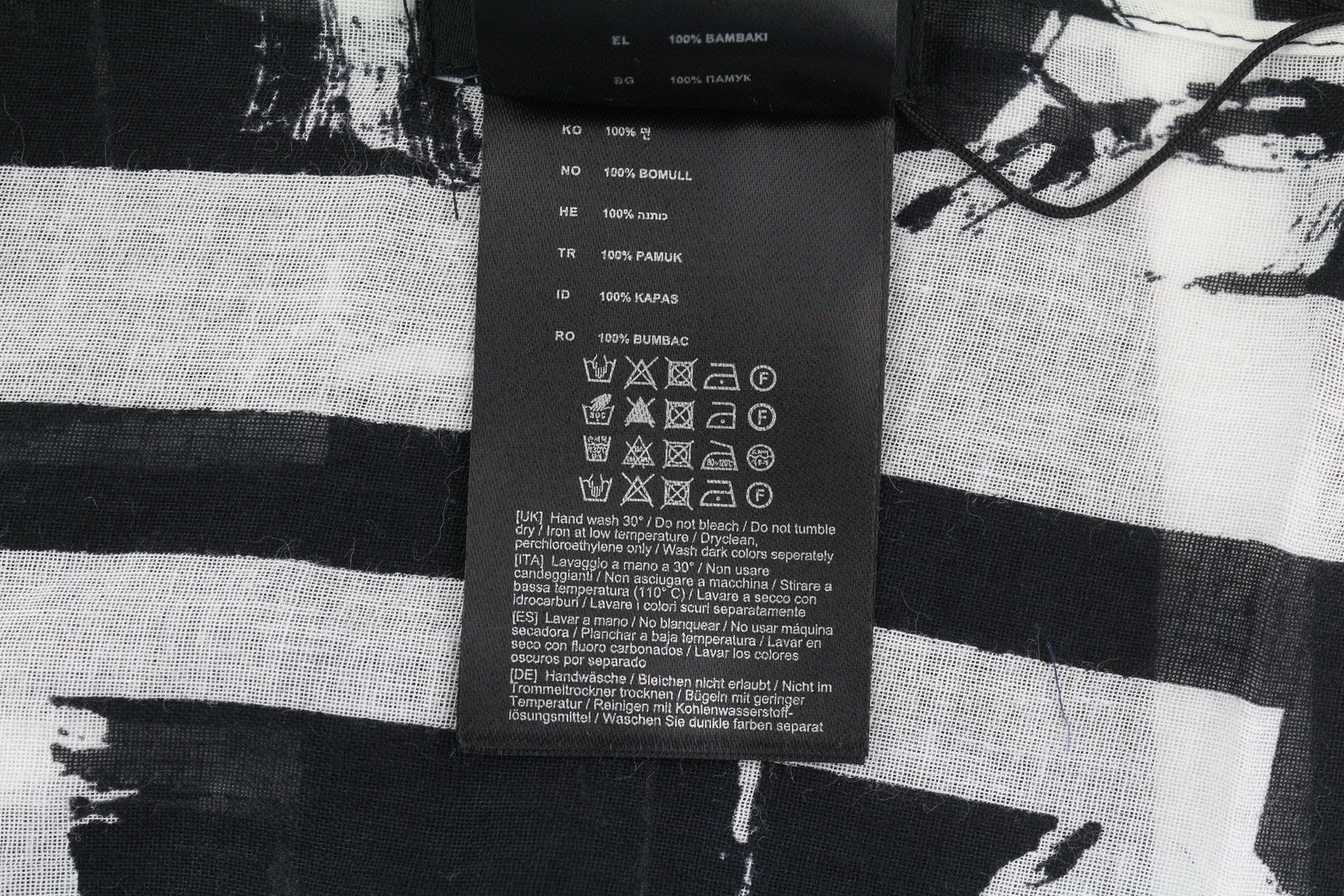 ANTONY MORATO Women Scarf OS Black White Cotton Pattern Wrap Casual Unisex