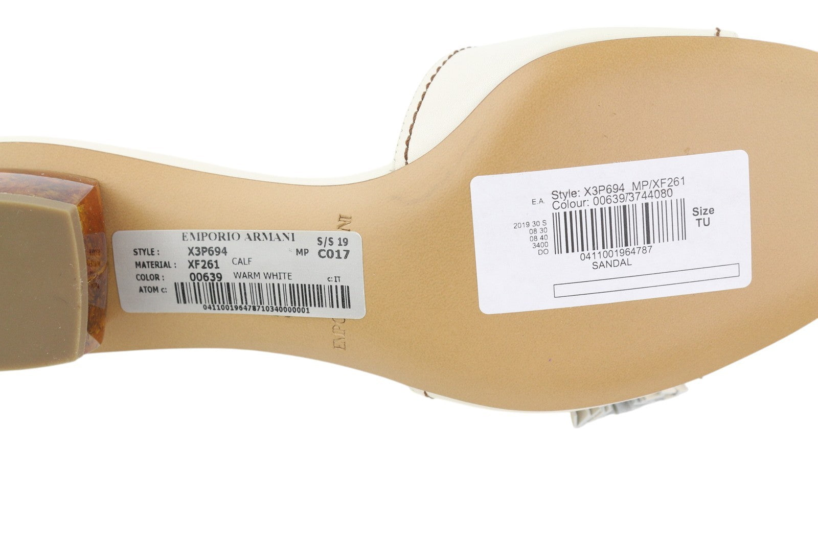 EMPORIO ARMANI X3P694 Women Flats EU37 White Leather Fringe Detail Slip On Heels