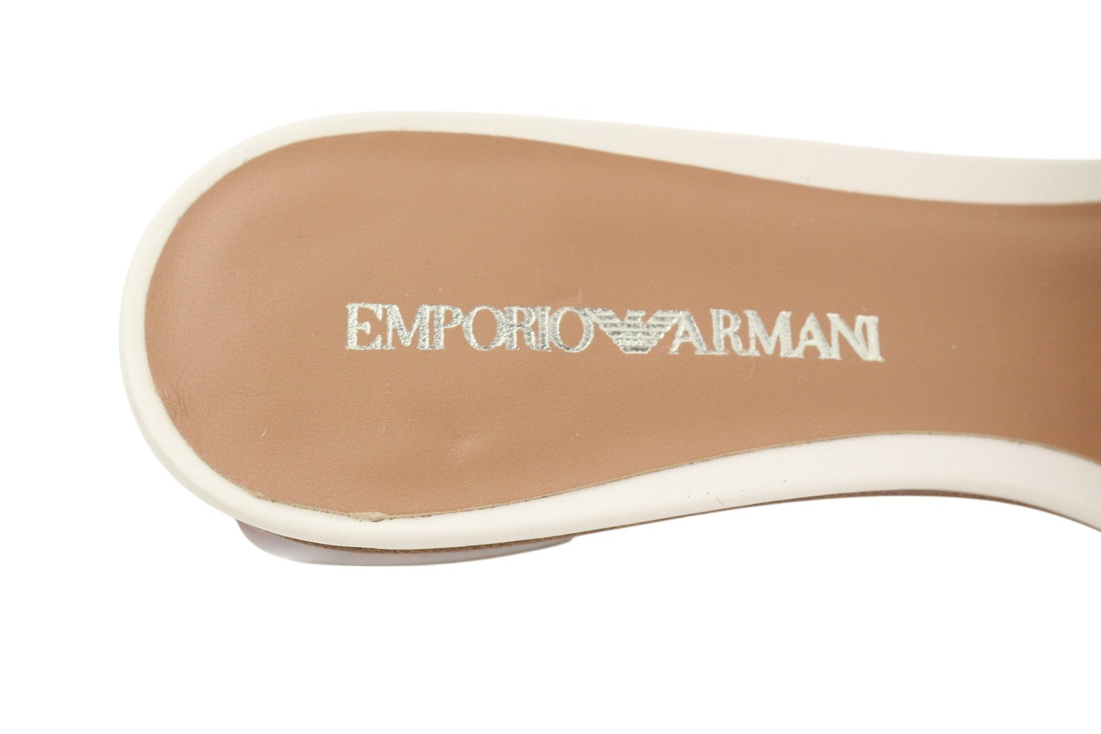 EMPORIO ARMANI X3P694 Women Flats EU37 White Leather Fringe Detail Slip On Heels