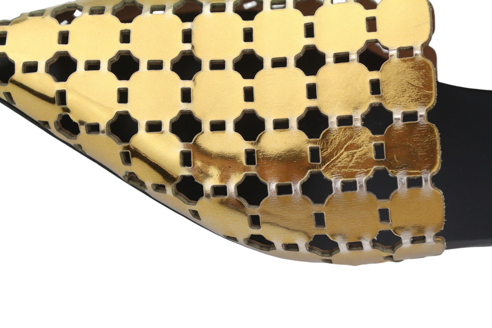 EMPORIO ARMANI X3D255 Women Flats EU37 Shiny Gold Slip On Pointed Toe Casual