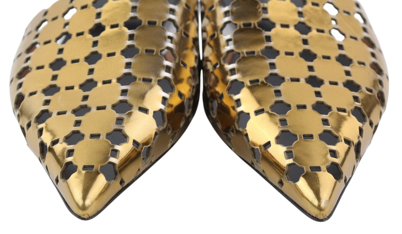 EMPORIO ARMANI X3D255 Women Flats EU37 Shiny Gold Slip On Pointed Toe Casual