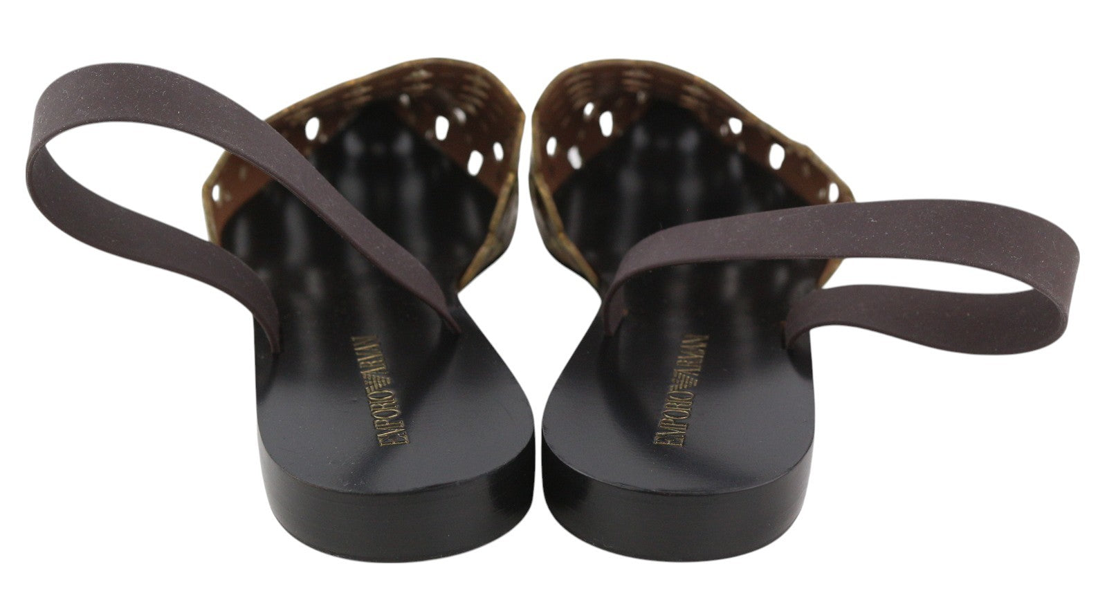 EMPORIO ARMANI X3D255 Women Flats EU37 Shiny Gold Slip On Pointed Toe Casual