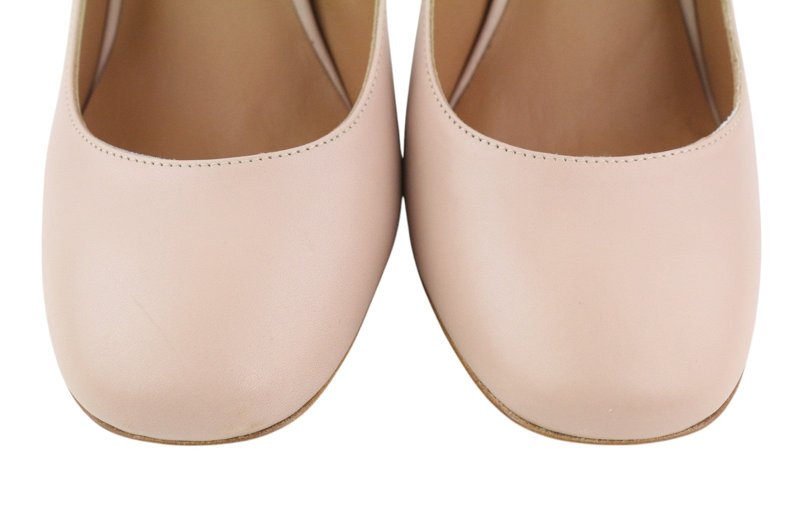 EMPORIO ARMANI X3E340 Women Heels EU37 Light Pink Leather Square Toe Slip On