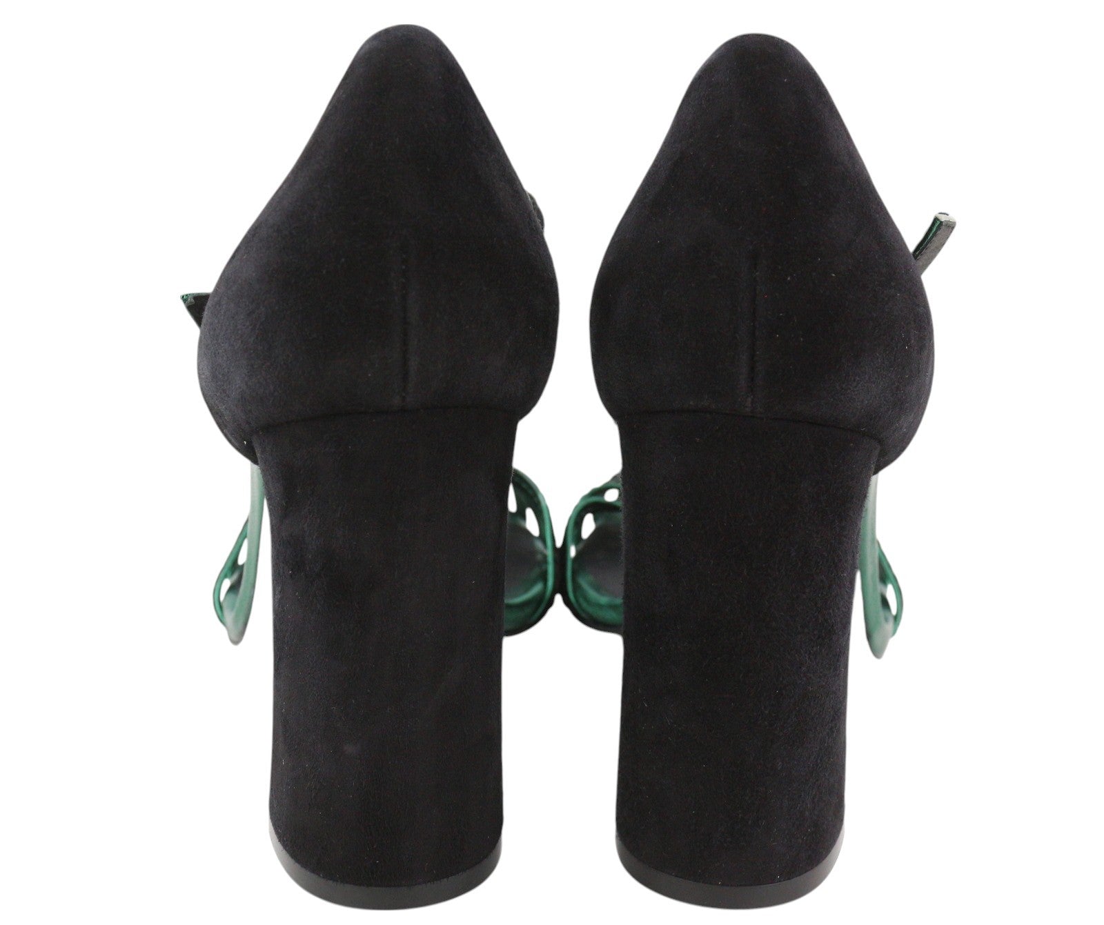 EMPORIO ARMANI Women Heels EU37 Black Suede Leather Strappy Buckle Pumps Sandals