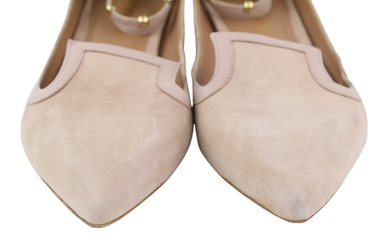 EMPORIO ARMANI X3D225 Women Flats EU37 Light Pink Suede Leather Pointed Toe