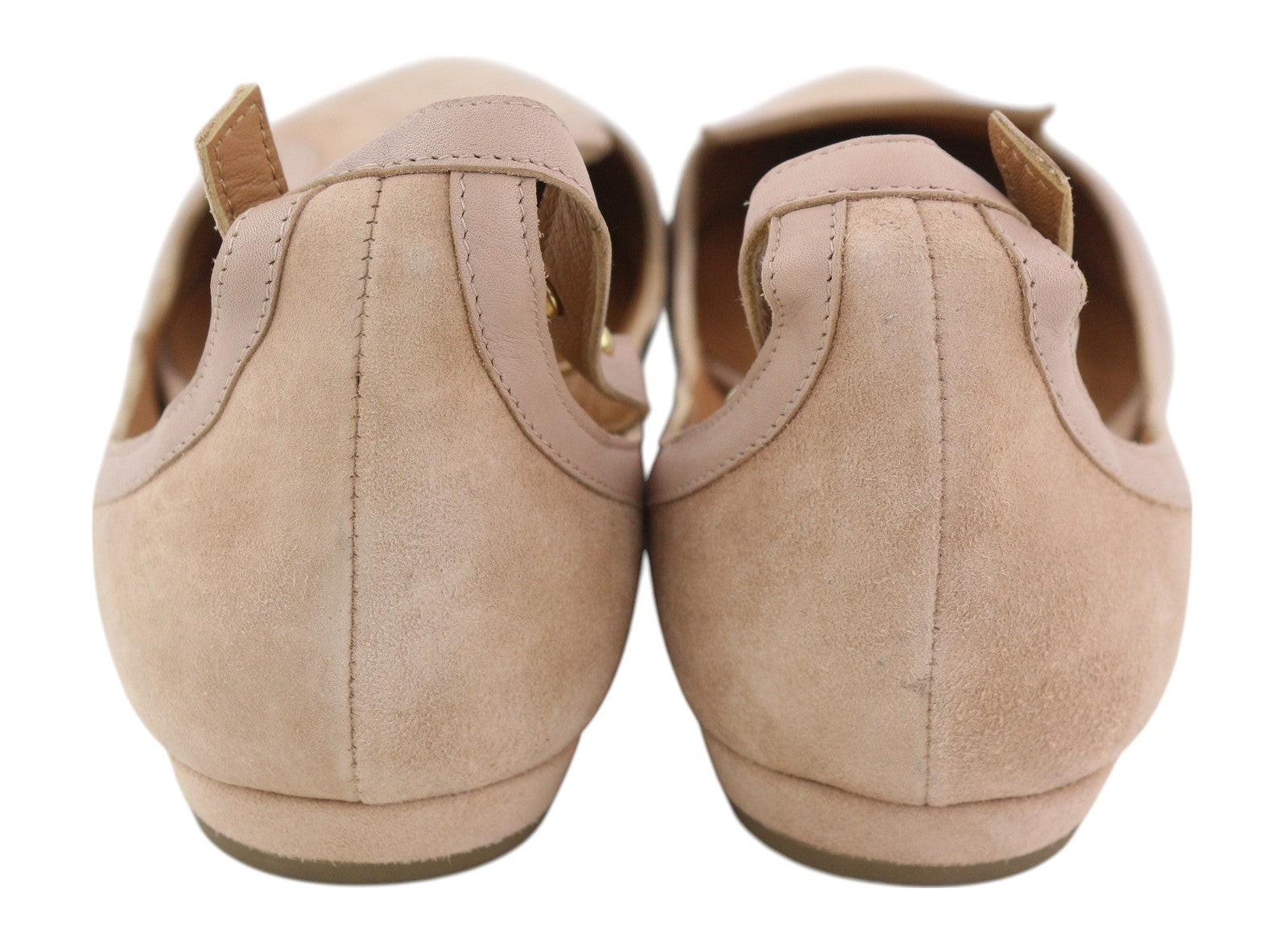 EMPORIO ARMANI X3D225 Women Flats EU37 Light Pink Suede Leather Pointed Toe