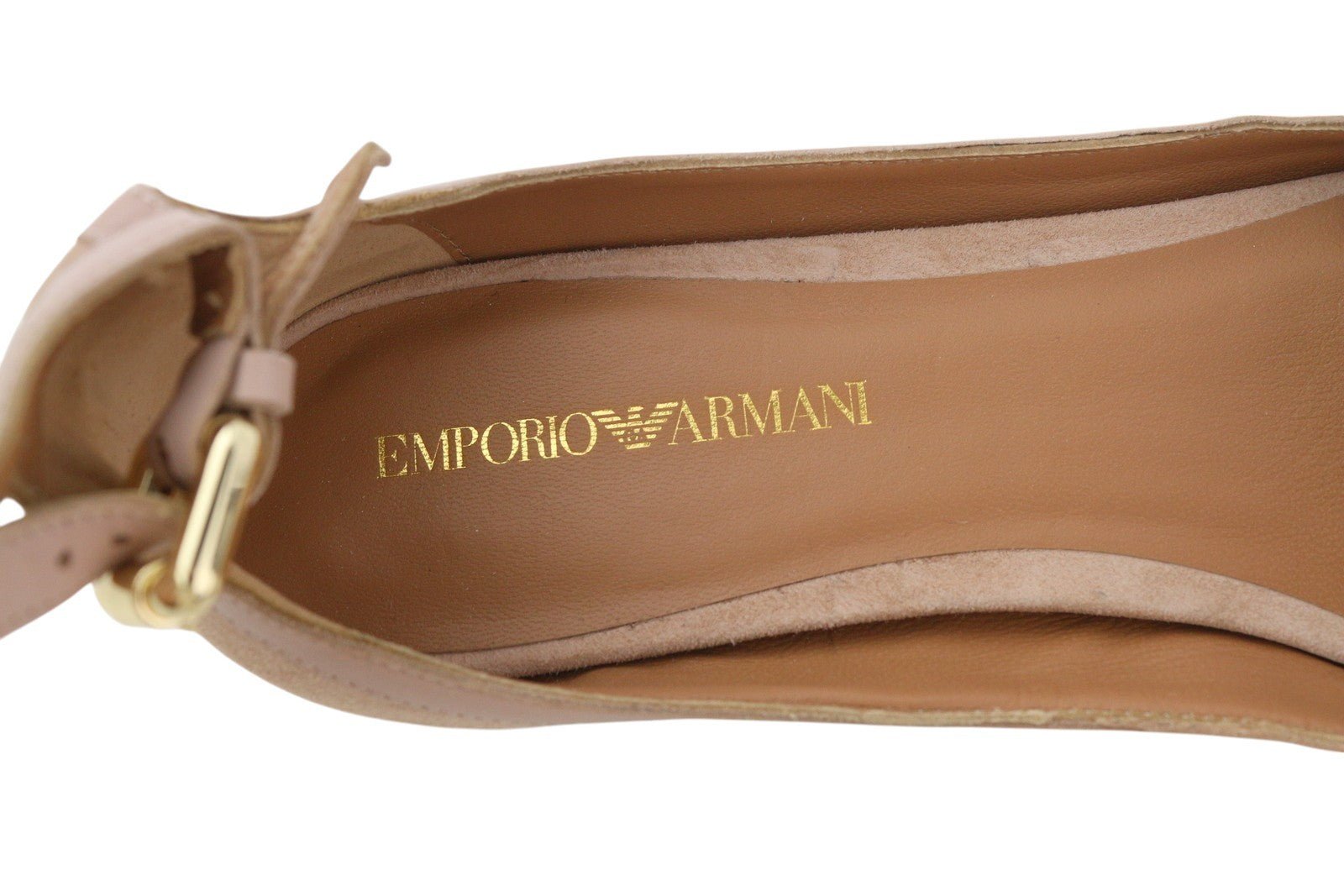 EMPORIO ARMANI X3D225 Women Flats EU37 Light Pink Suede Leather Pointed Toe