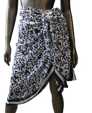 ANTONY MORATO Women Scarf OS Blue White Pattern Cover Up Wrap Casual Beach