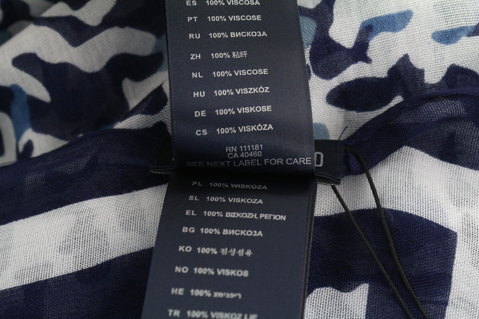 ANTONY MORATO Women Scarf OS Blue White Pattern Cover Up Wrap Casual Beach