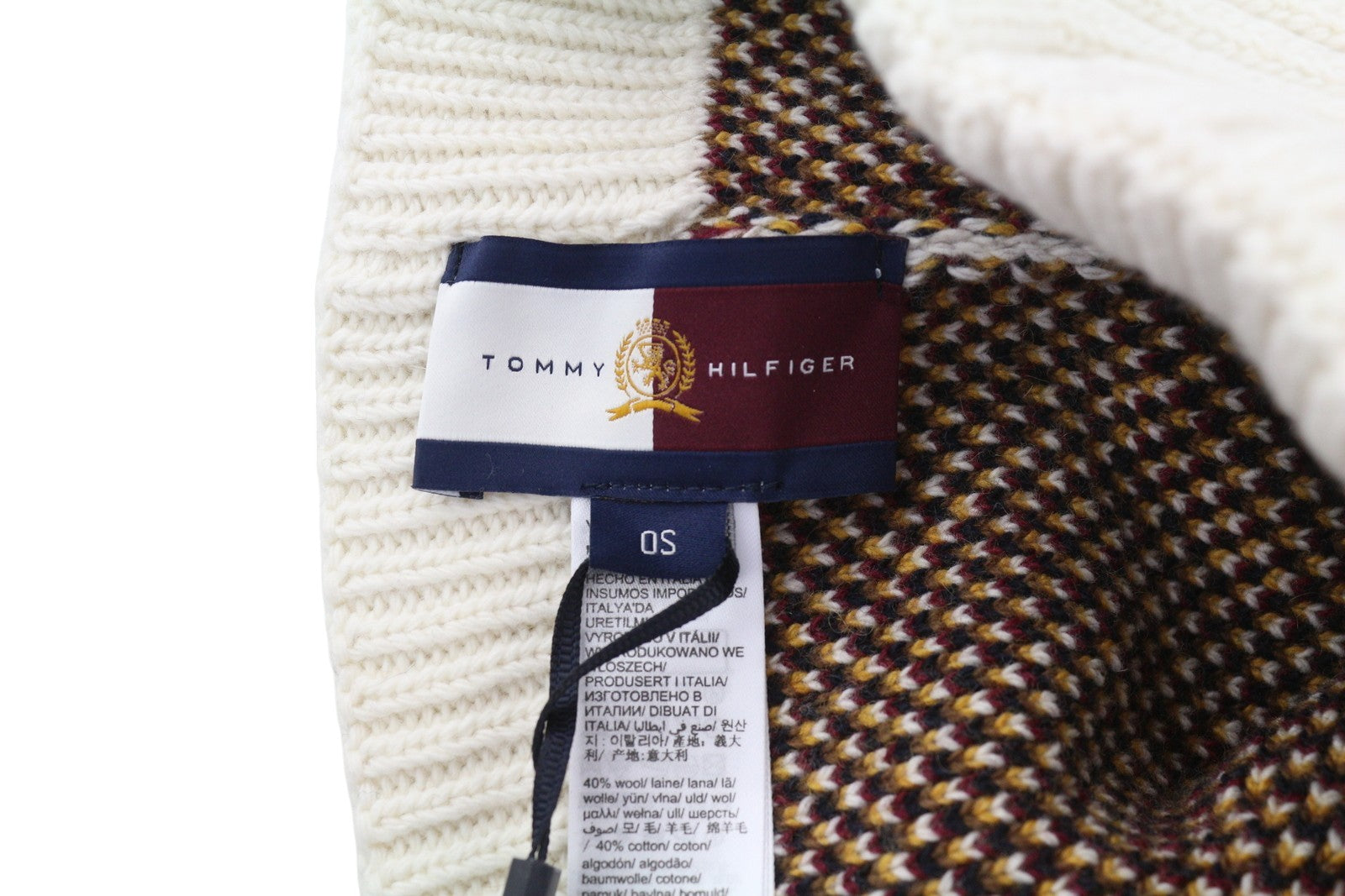 TOMMY HILFIGER TH P Beanie Women Hat OS Colourful Wool Blend Knit Pendleton