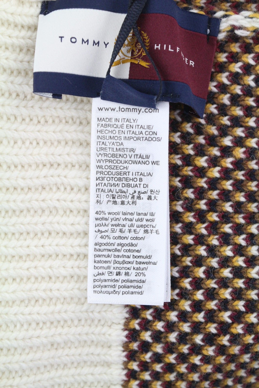 TOMMY HILFIGER TH P Beanie Women Hat OS Colourful Wool Blend Knit Pendleton