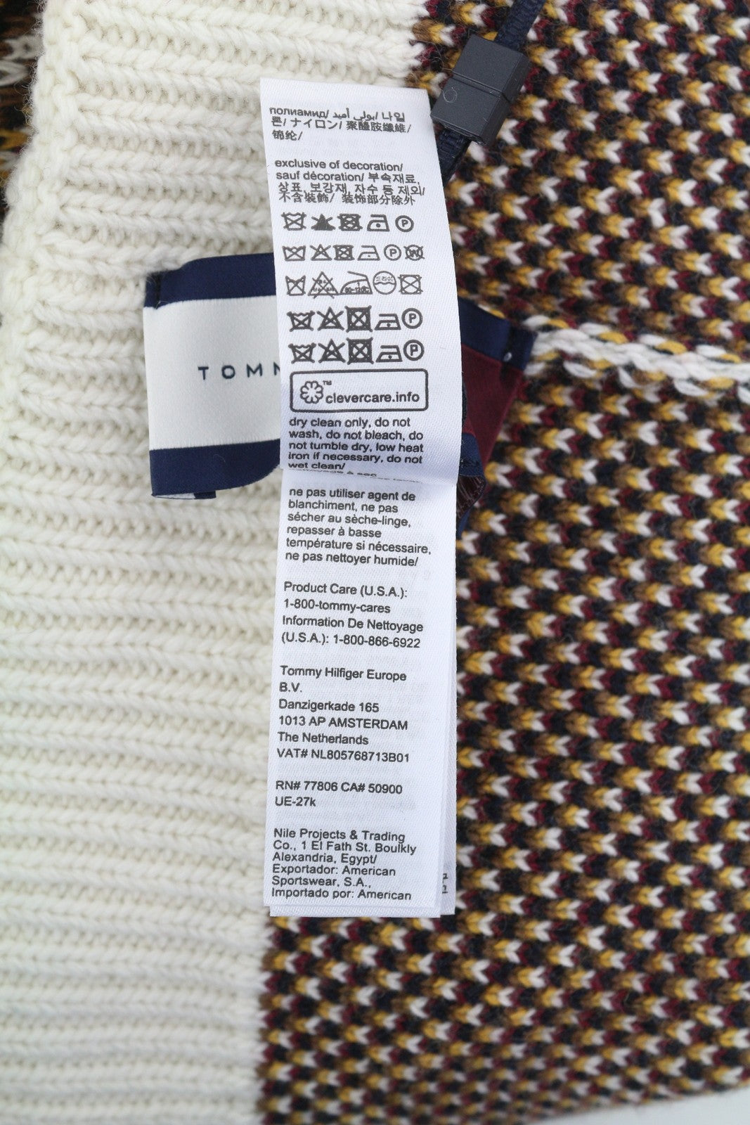 TOMMY HILFIGER TH P Beanie Women Hat OS Colourful Wool Blend Knit Pendleton