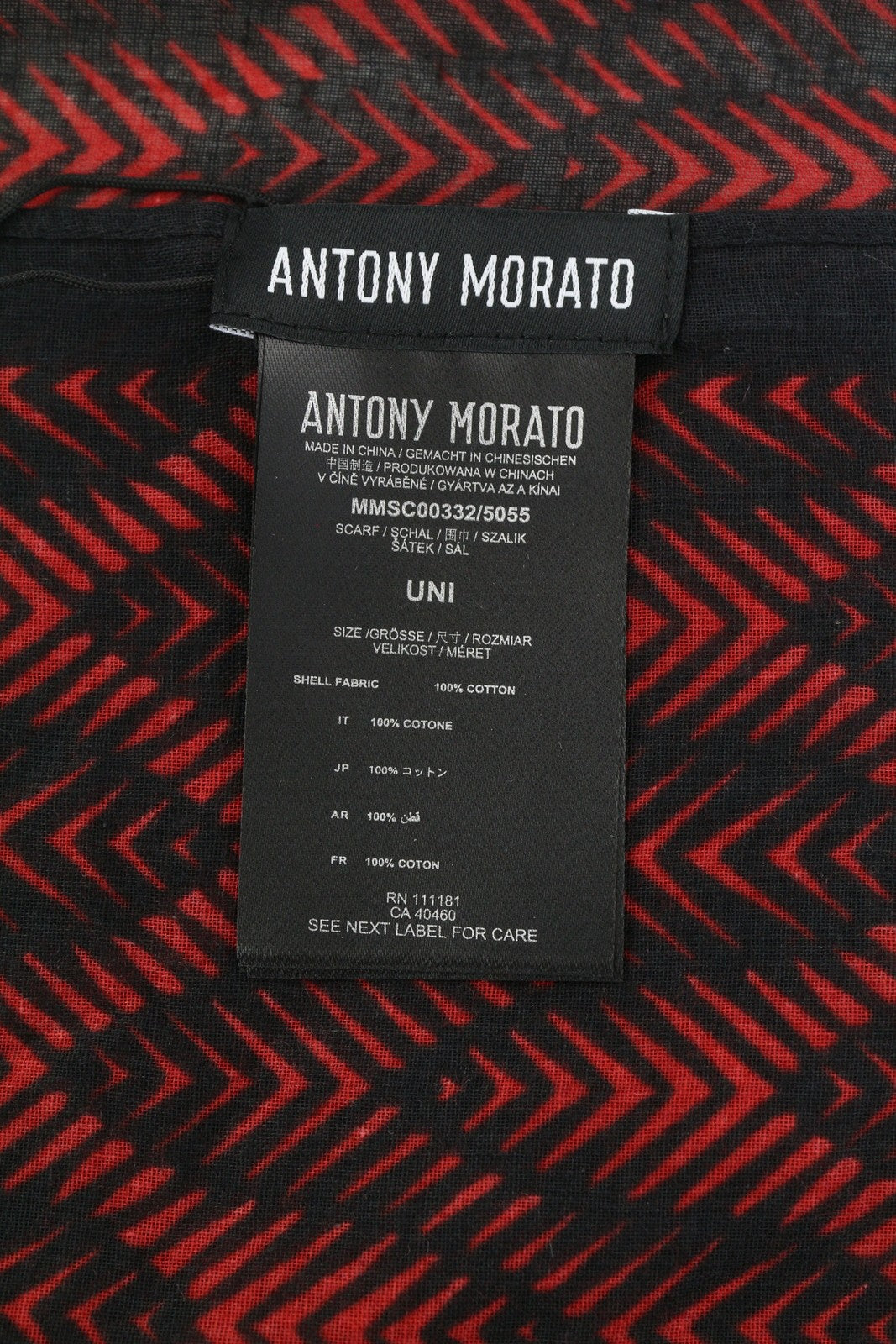 ANTONY MORATO Women Scarf OS Burgundy Cotton Patterned Wrap Casual Dark Unisex
