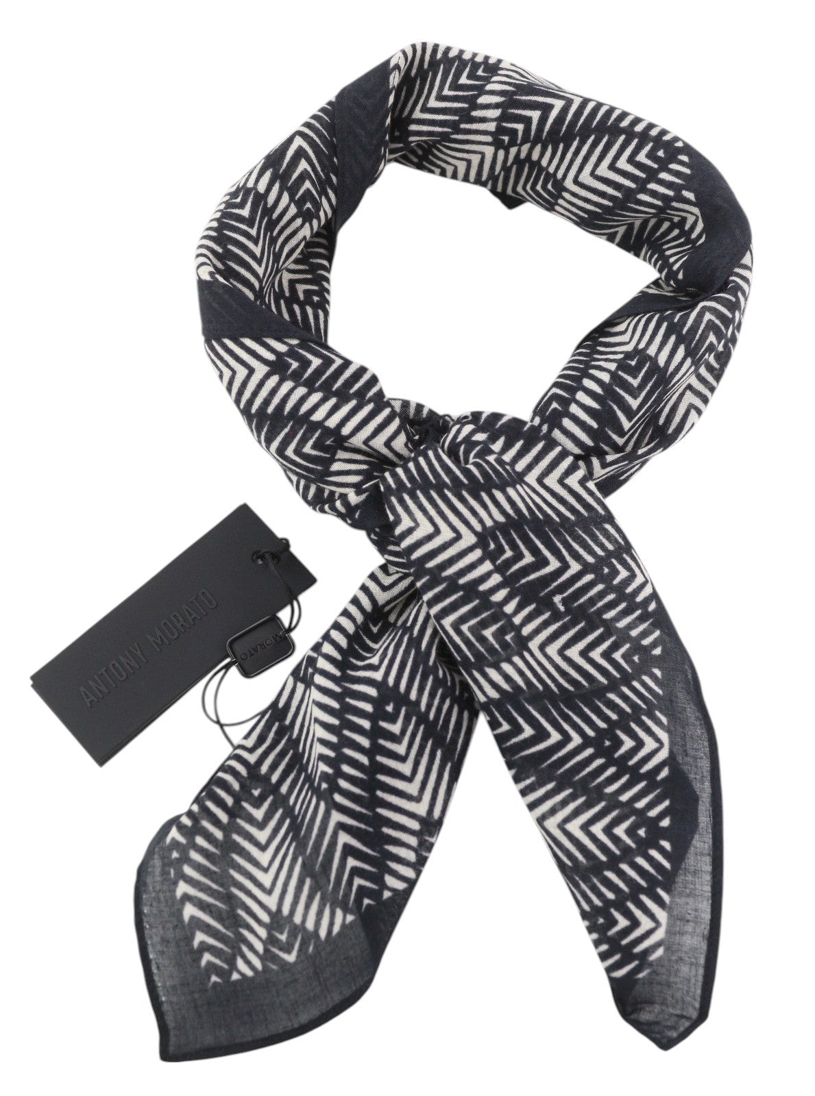 ANTONY MORATO Women Scarf OS Black Cotton Patterned Wrap Casual Dark Unisex