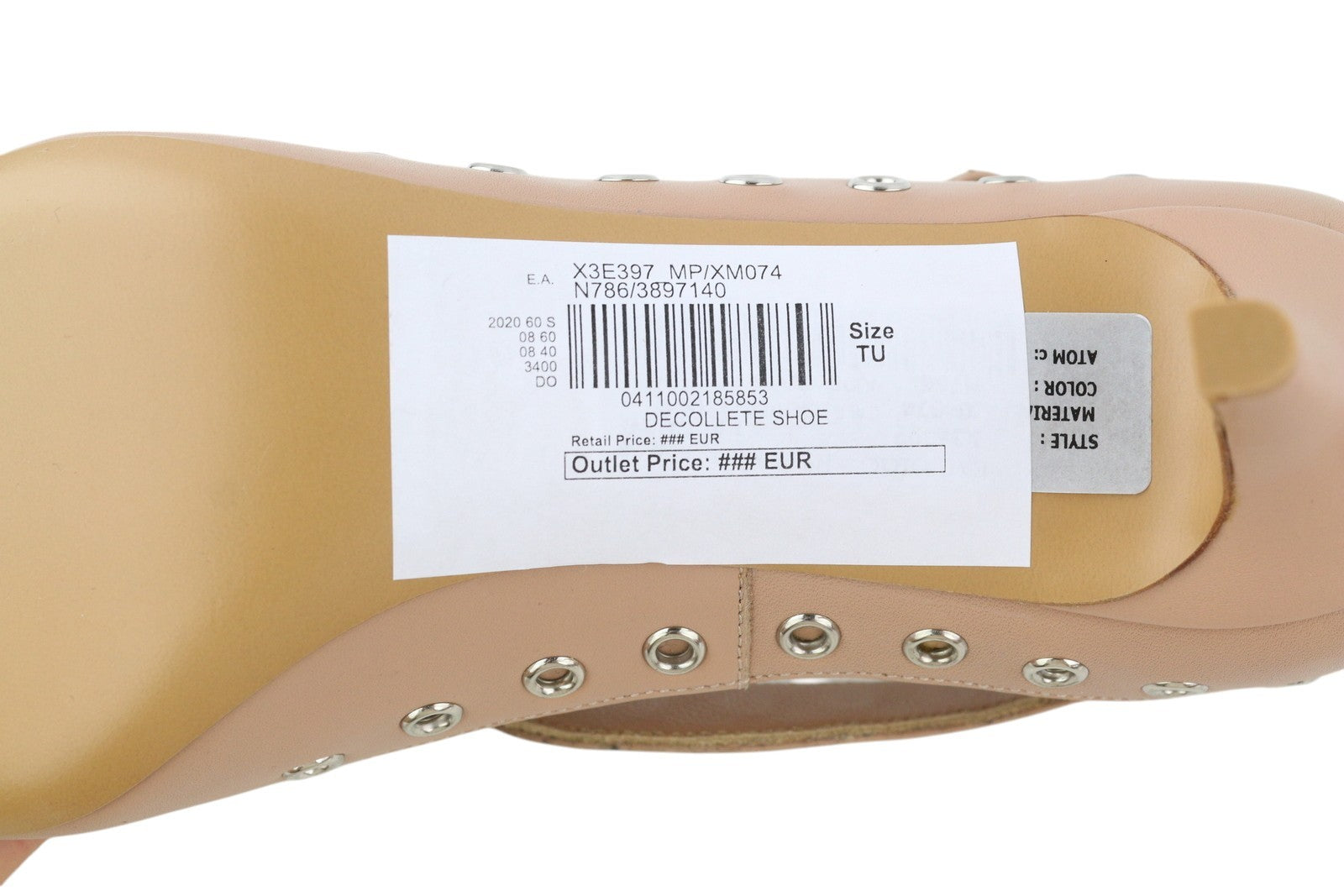 EMPORIO ARMANI X3E397 Women Heels EU37 Pink Leather Metal Details Pointed Toe