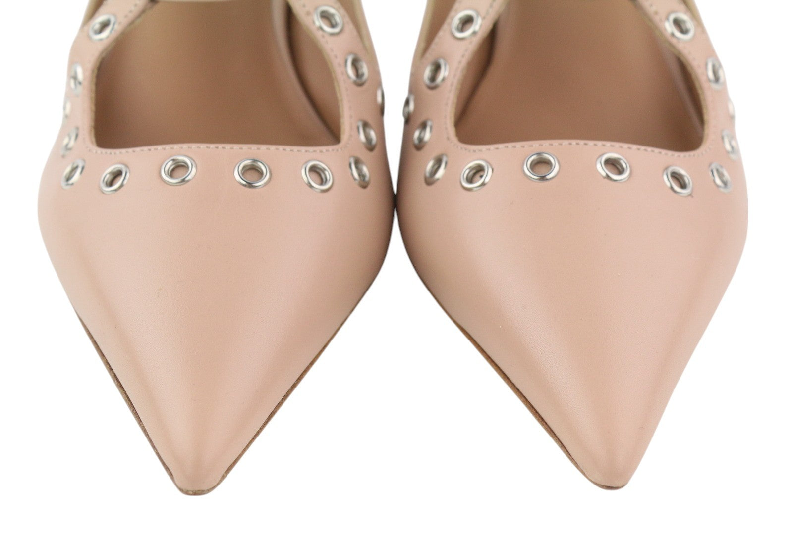 EMPORIO ARMANI X3E397 Women Heels EU37 Pink Leather Metal Details Pointed Toe