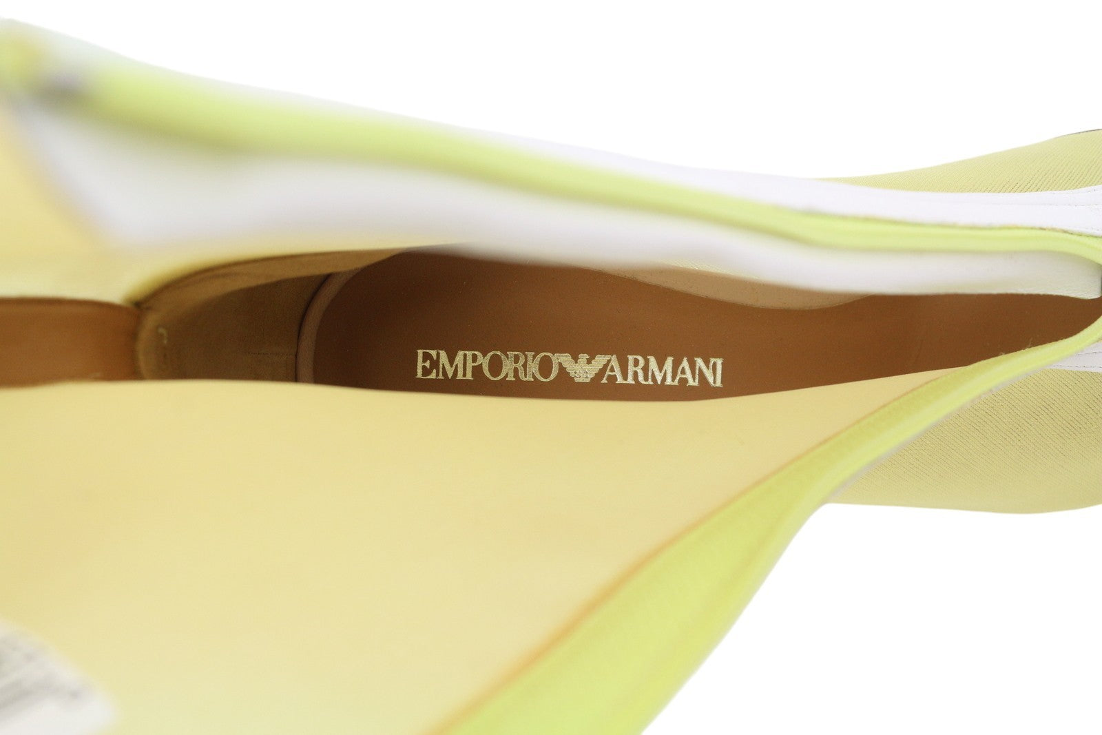 EMPORIO ARMANI X3M280 Women Shoes EU37 Leather Yellow Mesh Pointed Toe Zipper