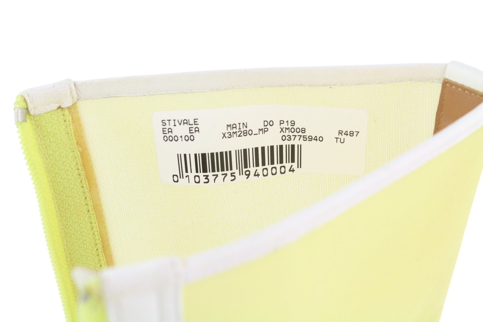 EMPORIO ARMANI X3M280 Women Shoes EU37 Leather Yellow Mesh Pointed Toe Zipper