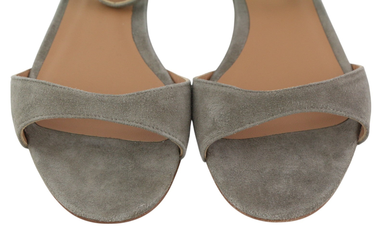 EMPORIO ARMANI X3P649 Women Sandals EU37 Grey Suede Leather Open Toe Buckle