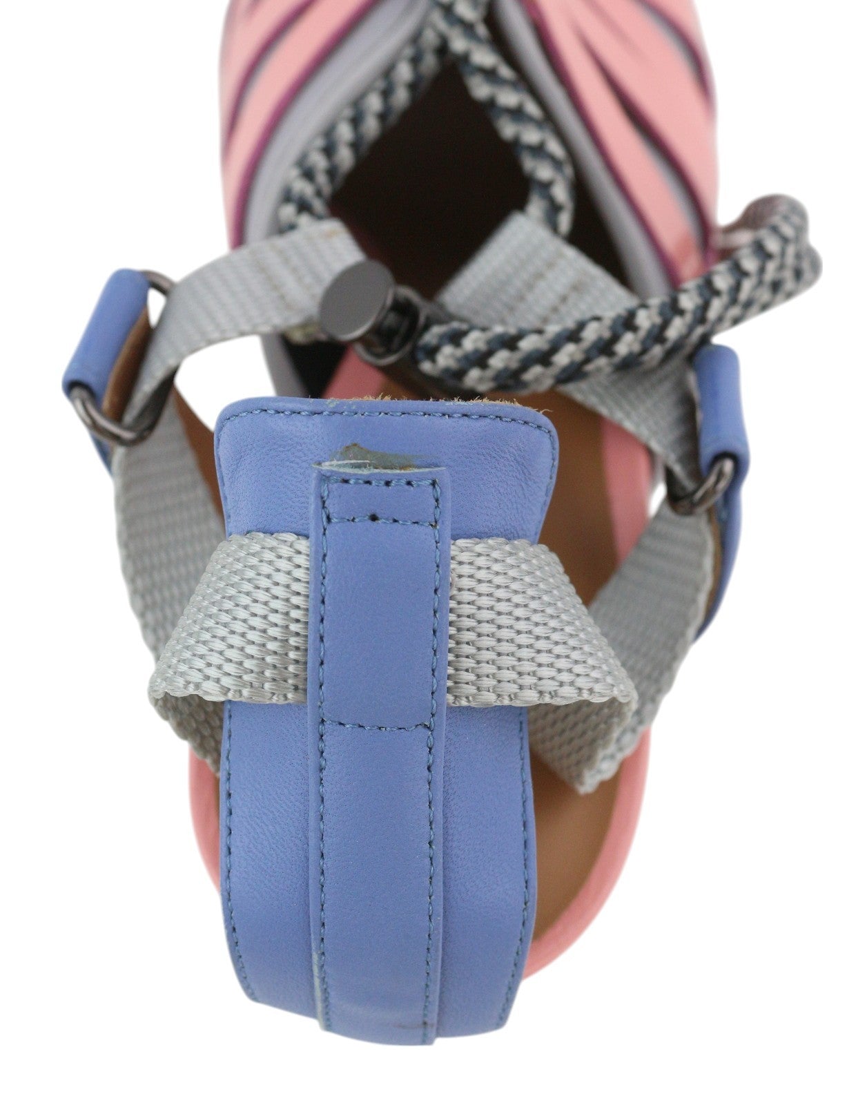 EMPORIO ARMANI Women Heels EU37 Beige Leather Pointed Toe Green Drawstrings