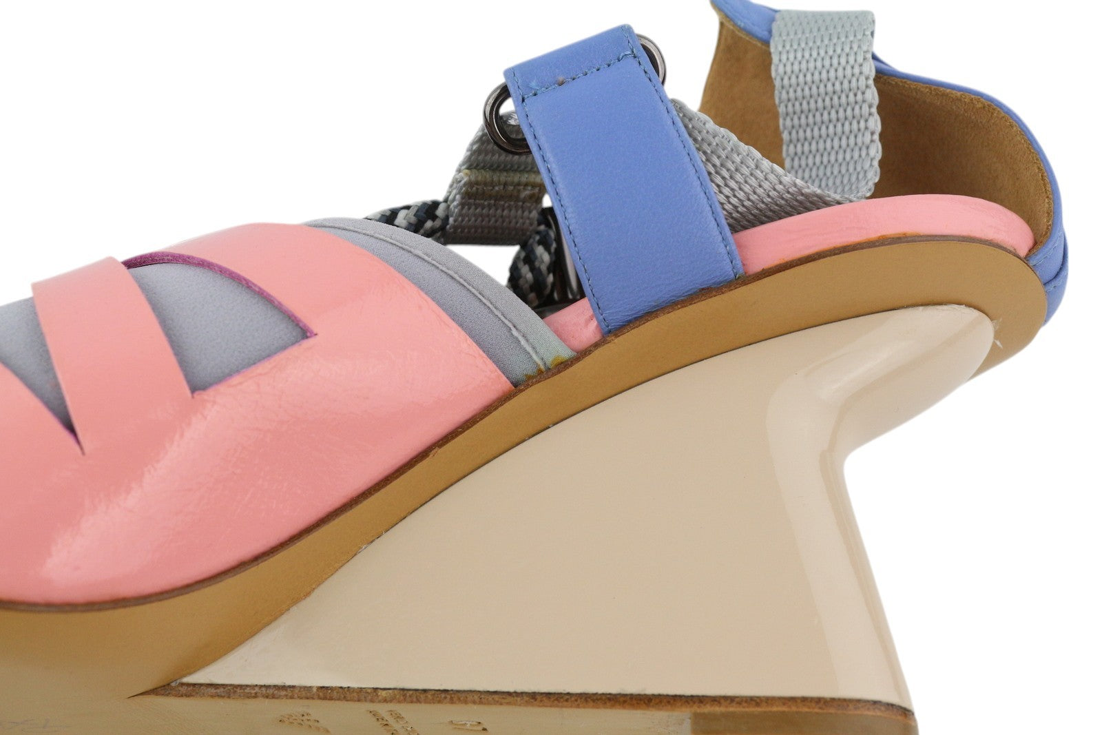 EMPORIO ARMANI Women Heels EU37 Beige Leather Pointed Toe Green Drawstrings