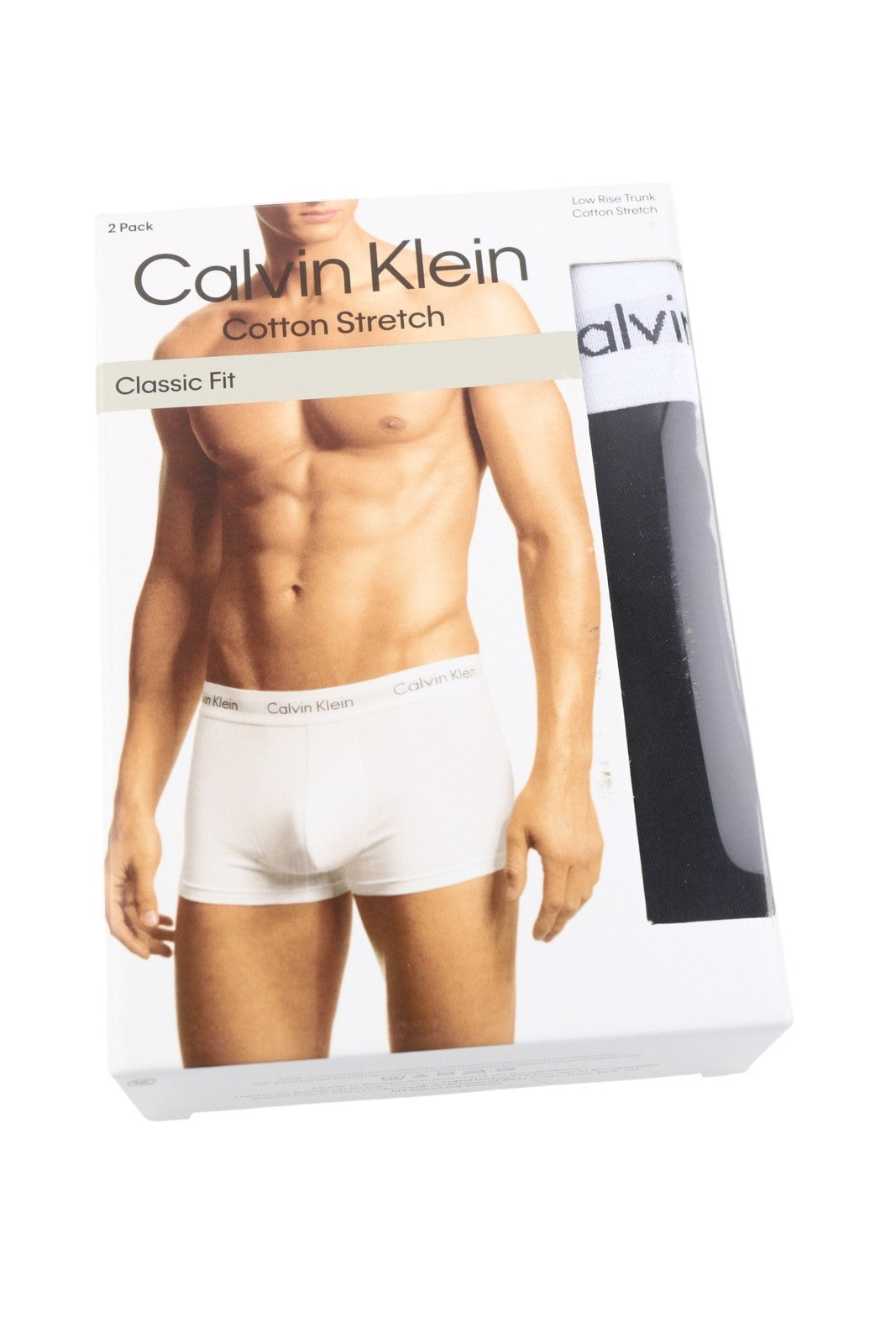 CALVIN KLEIN Men Underwear L Black Low Rise Trunk Cotton Stretch Classic 2 Pack