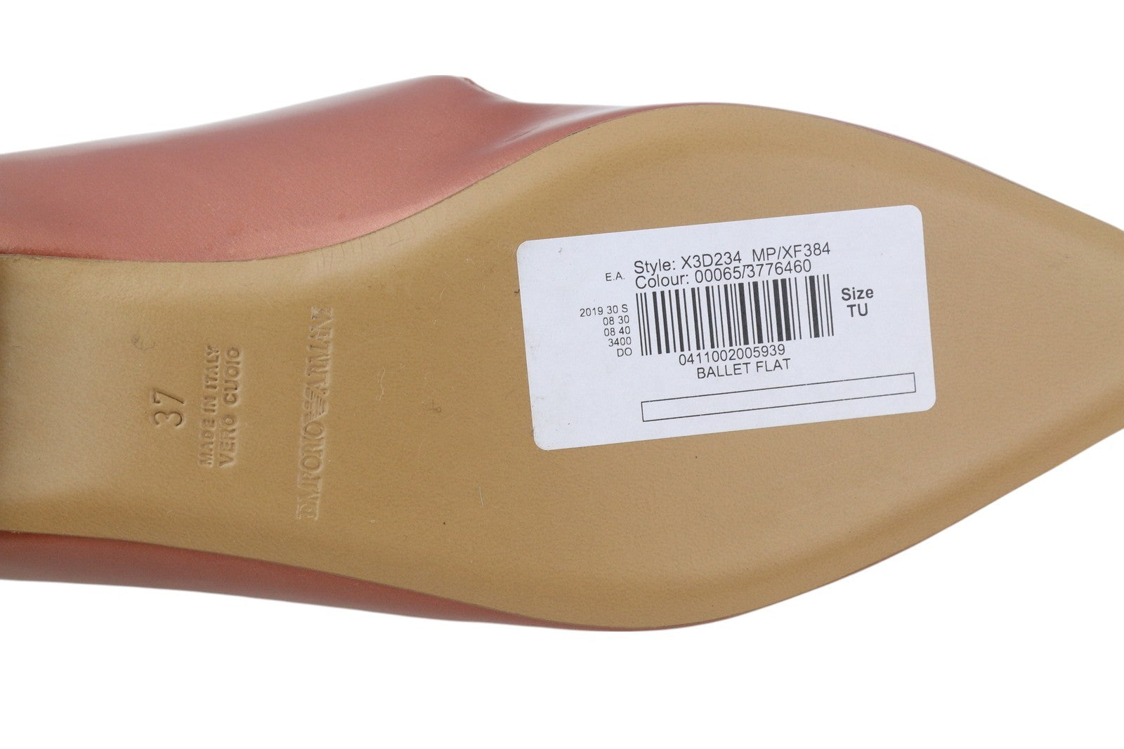 EMPORIO ARMANI X3D234 Women Flats EU37 Brown Pointed Toe Buckle Slip Sandals