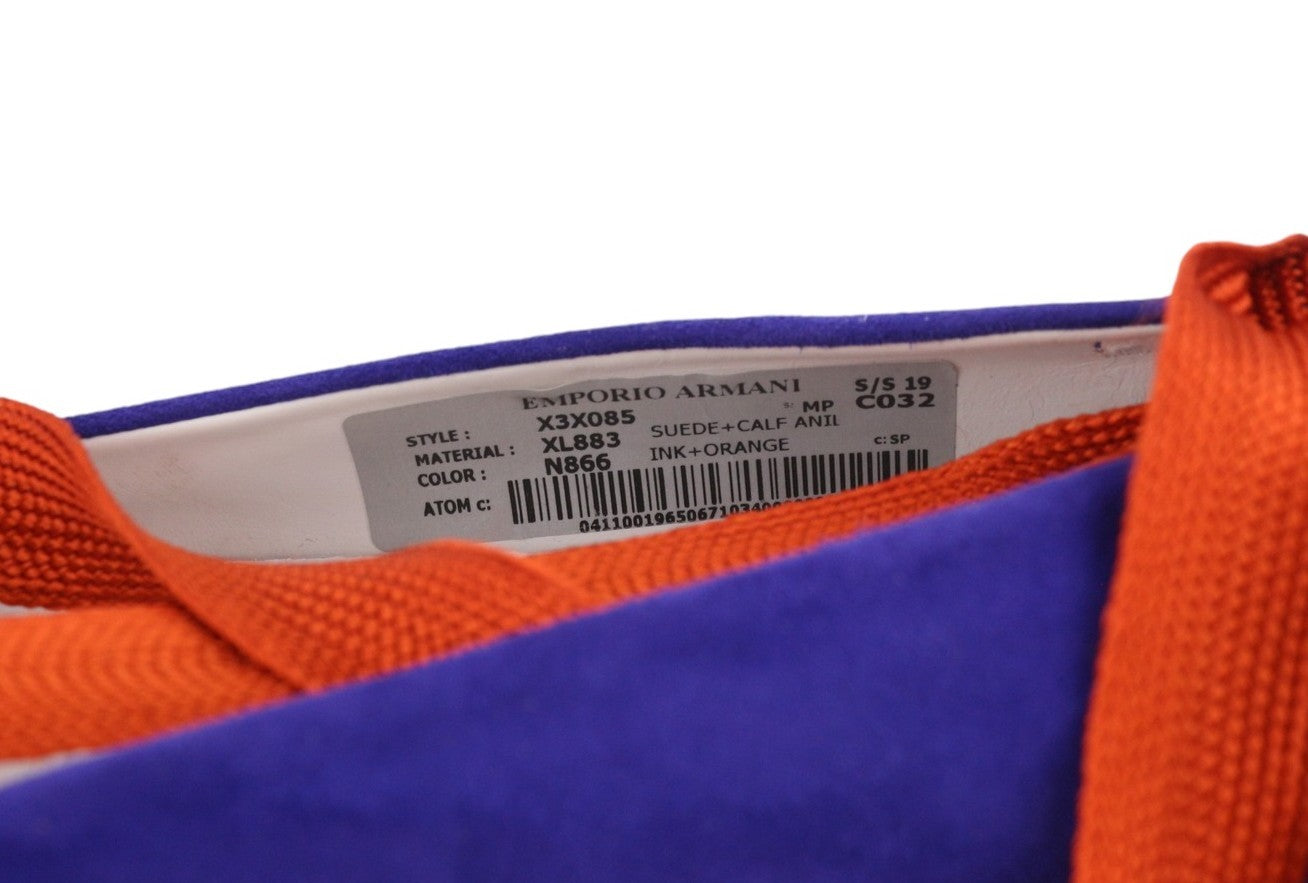 EMPORIO ARMANI X3X085 Women Shoes EU37 Blue Suede Leather Laces Details Platform