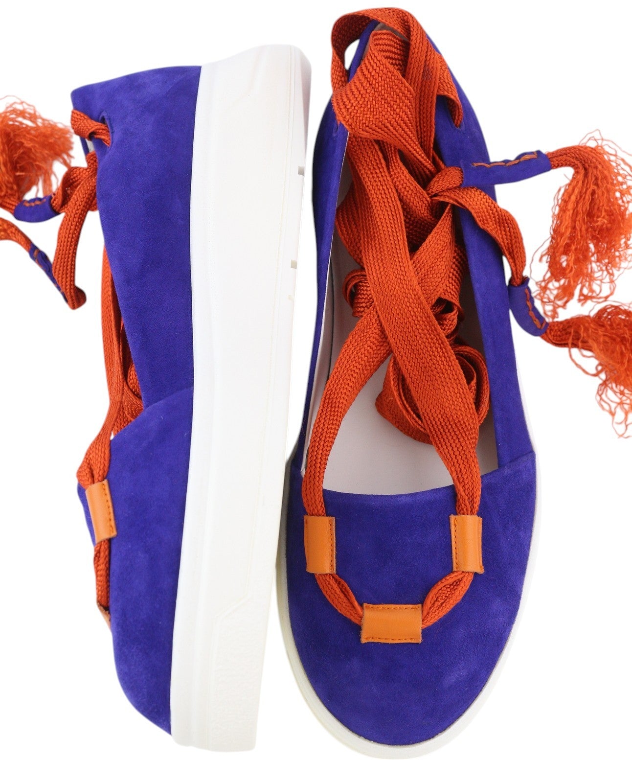 EMPORIO ARMANI X3X085 Women Shoes EU37 Blue Suede Leather Laces Details Platform