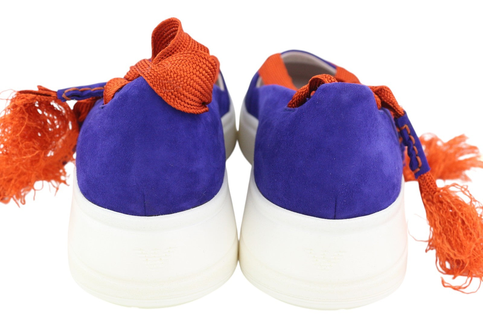 EMPORIO ARMANI X3X085 Women Shoes EU37 Blue Suede Leather Laces Details Platform