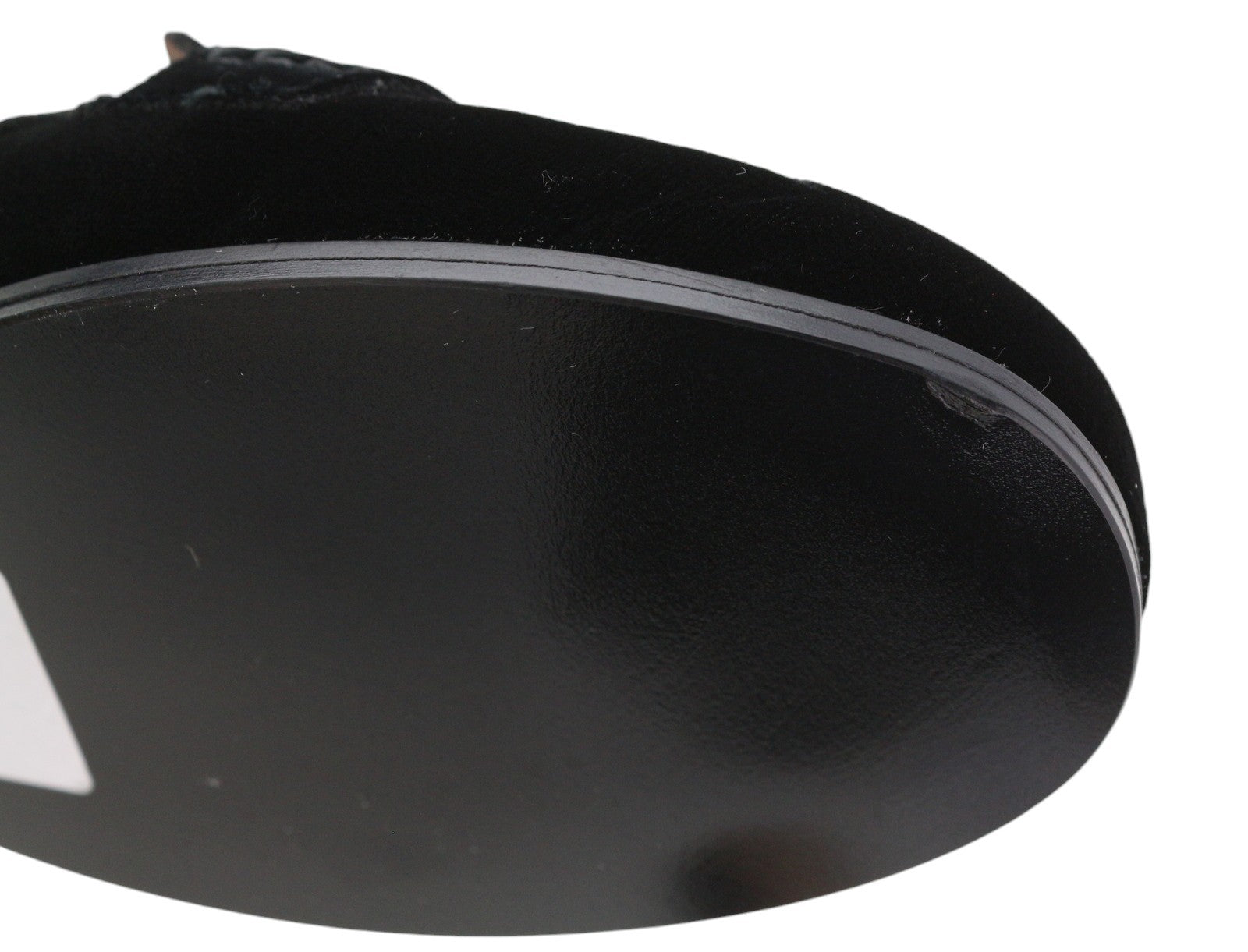 EMPORIO ARMANI X3A068 Women Flats EU37 Black Soft Velvet Slip On Mule Sandals