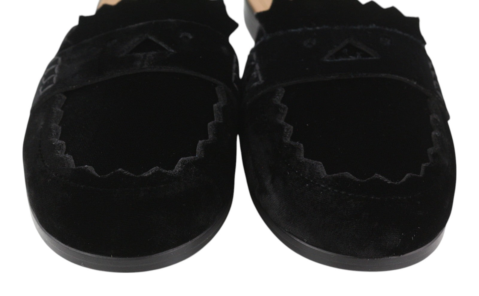 EMPORIO ARMANI X3A068 Women Flats EU37 Black Soft Velvet Slip On Mule Sandals