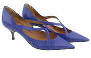 EMPORIO ARMANI X3E374 Women Heels EU37 Blue Leather Pointed Toe Strappy Casual