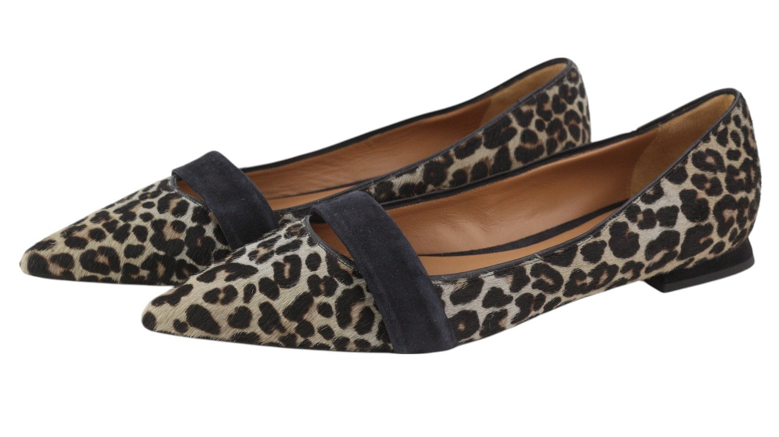 EMPORIO ARMANI X3D238 Women Flats EU37 Animal Suede Trim Pointed Toe RRP$299