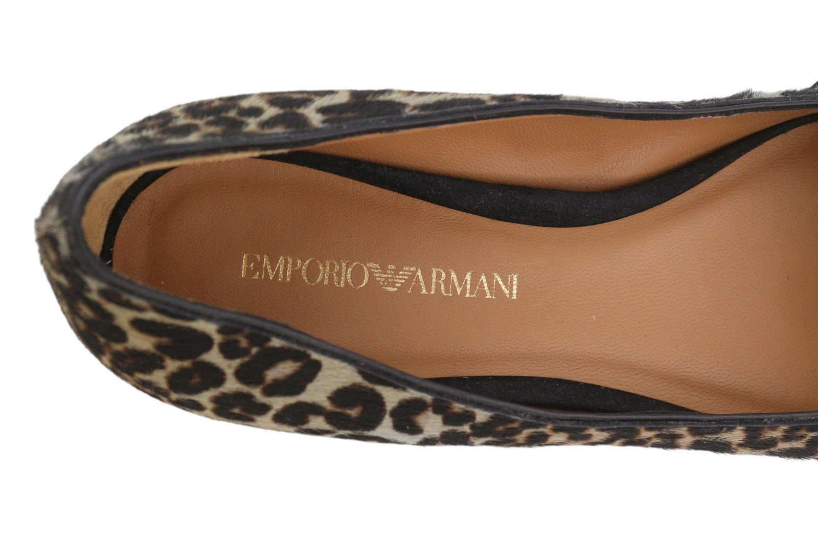 EMPORIO ARMANI X3D238 Women Flats EU37 Animal Suede Trim Pointed Toe RRP$299