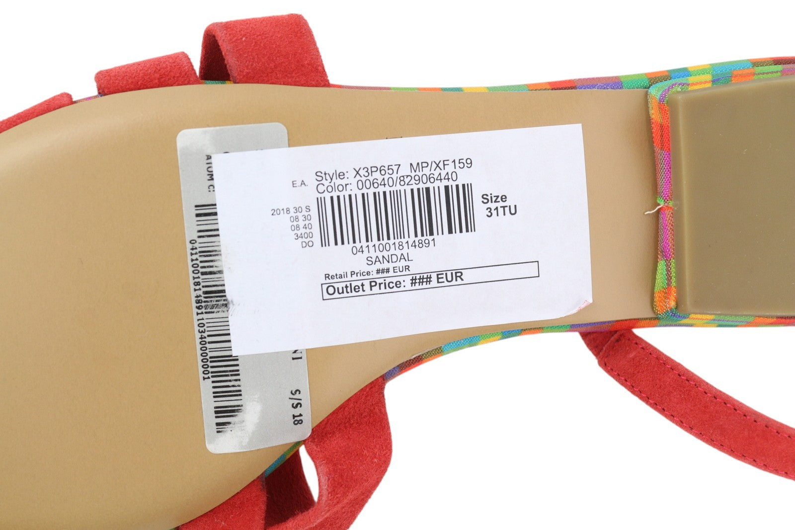 EMPORIO ARMANI X3P657 Women Sandals EU37 Red Suede Leather Open Toe Logo Flats