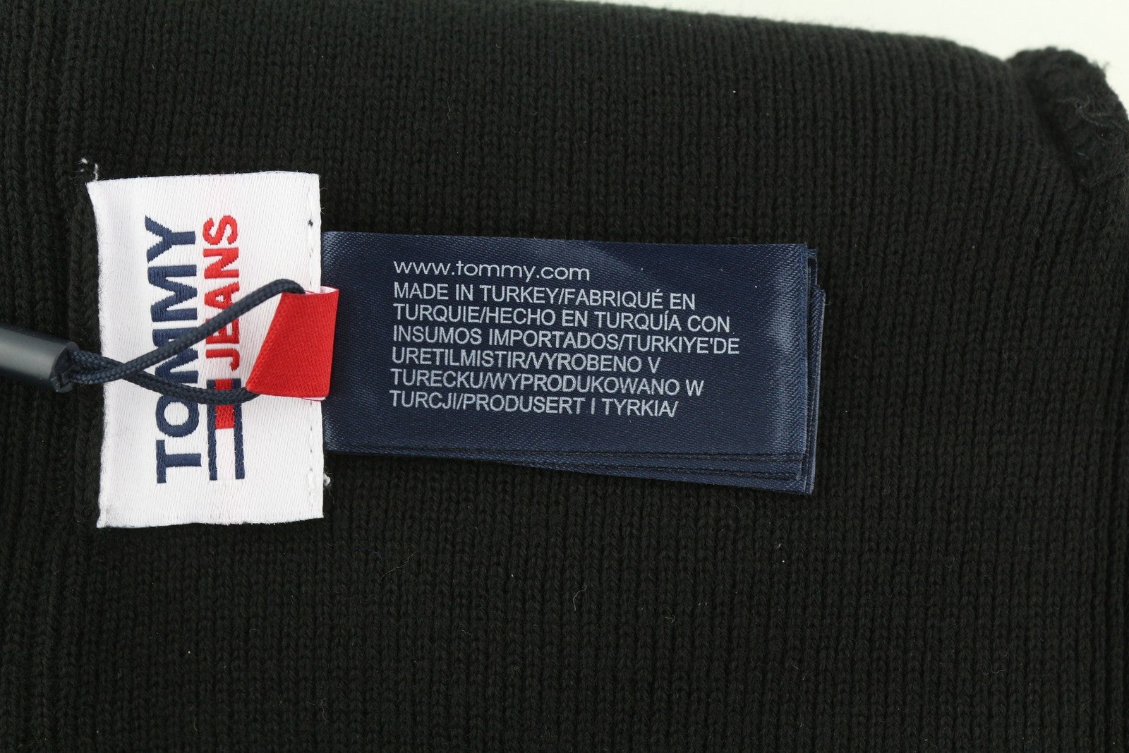 TOMMY HILFIGER Beanie Men Hat OS Black Tight-Knit Embroidered Logo Casual RRP€79