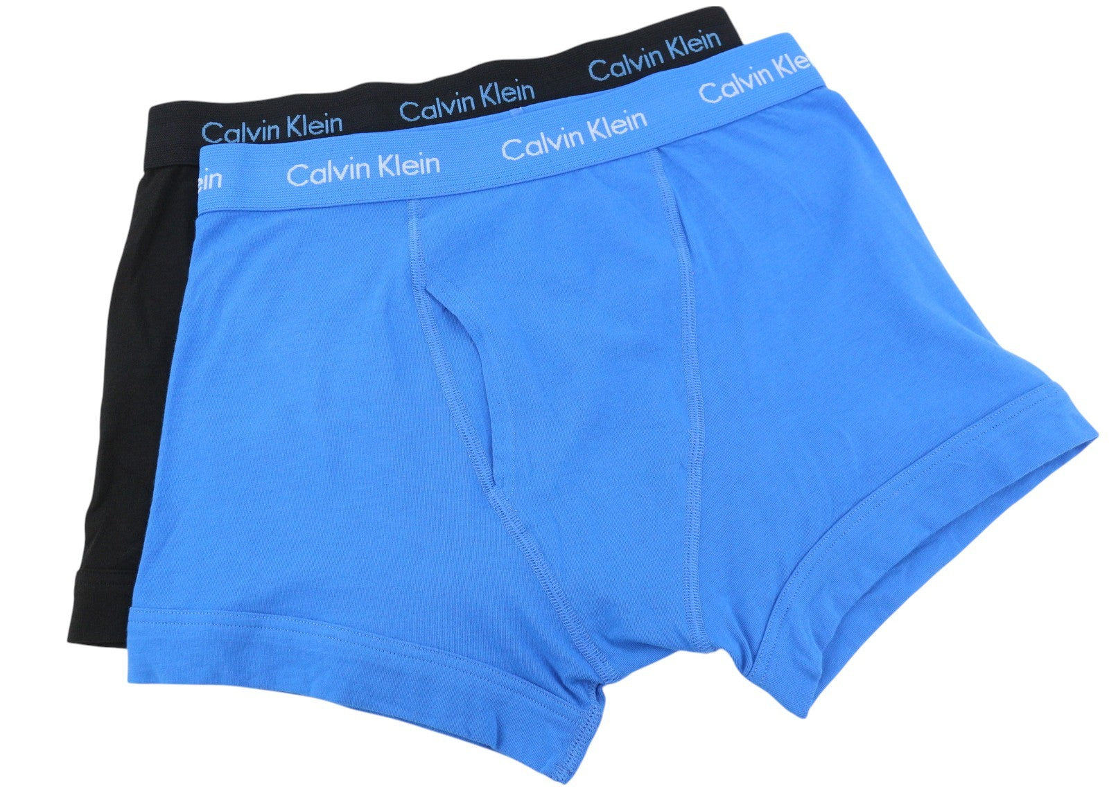 CALVIN KLEIN Men Underwear S Blue Trunk Cotton Stretch Classic Fit Logo 2 Pack