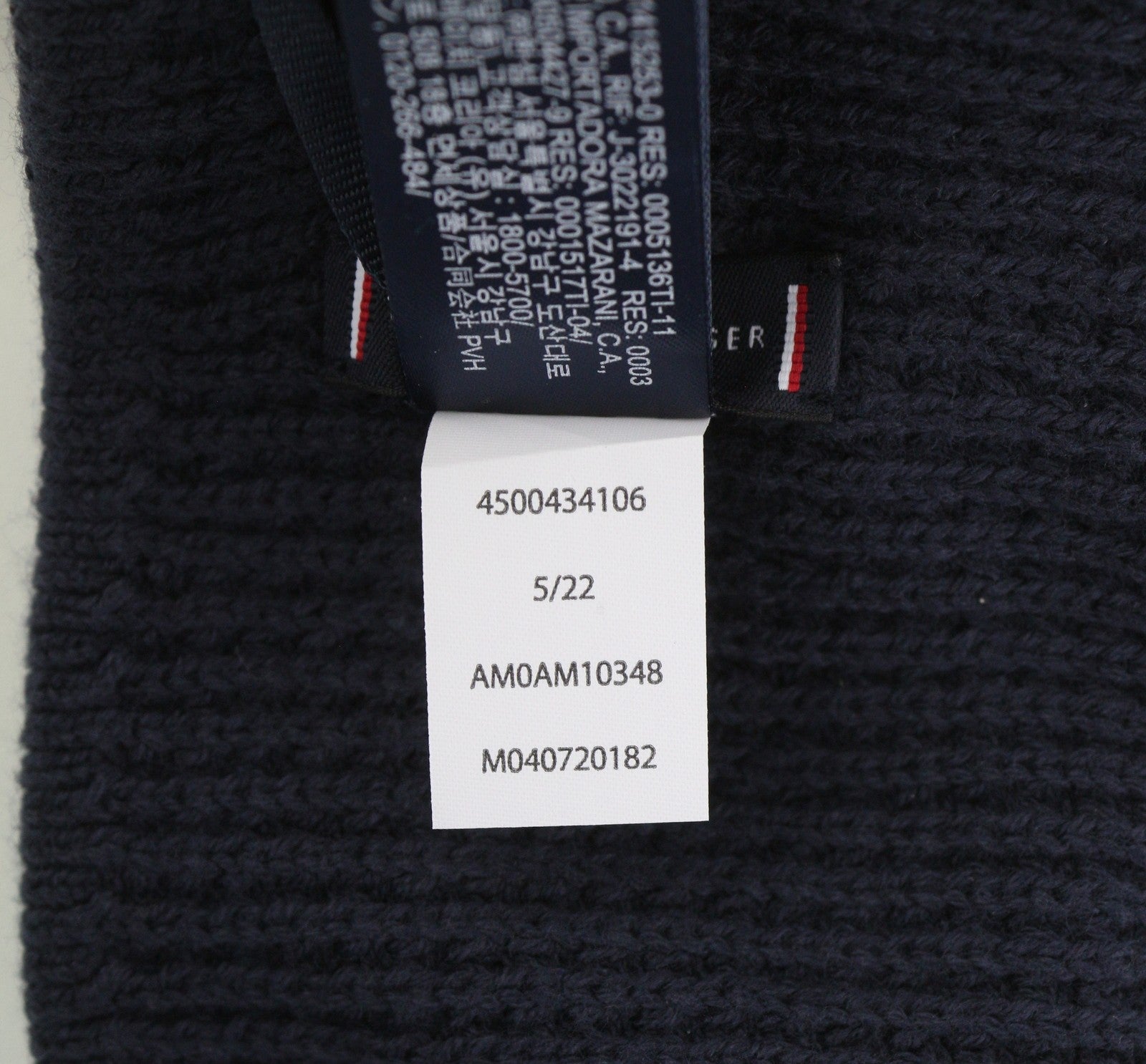 TOMMY HILFIGER TH Horizon Beanie Men Hat OS Dark Blue Cotton Knit Embroidered