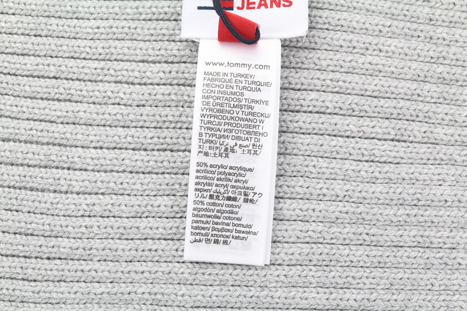 TOMMY HILFIGER Flag Men Scarf OS Melange Grey Tight-Knit Embroidered Logo Unisex