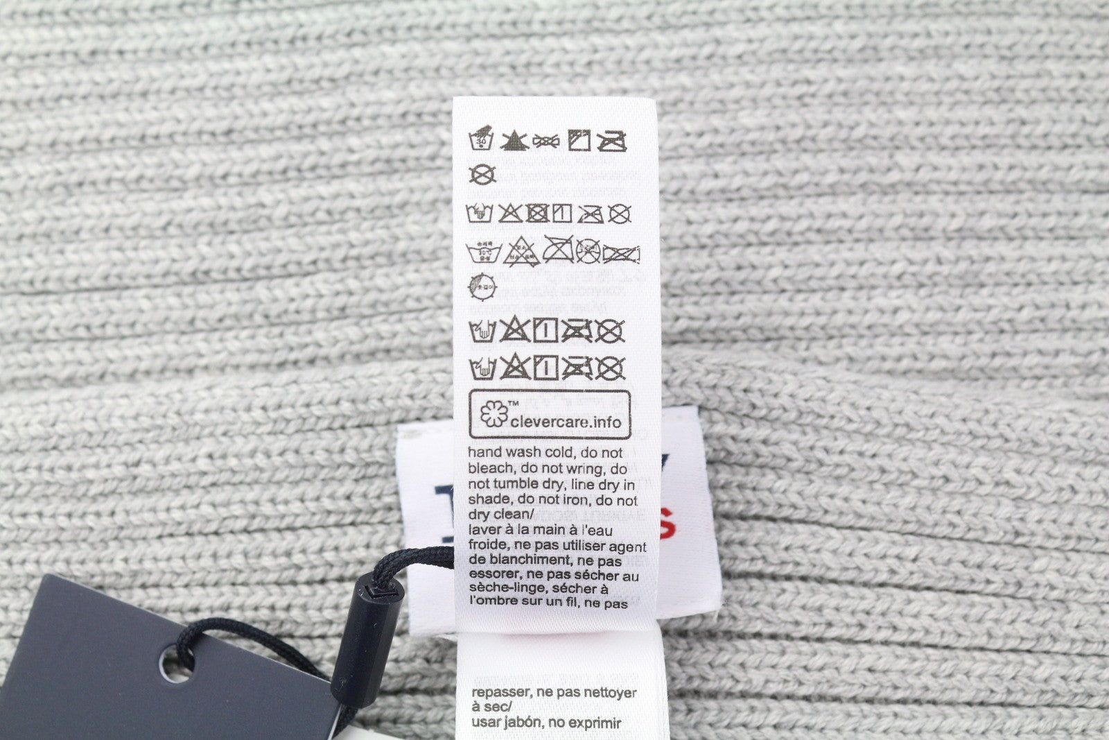 TOMMY HILFIGER Flag Men Scarf OS Melange Grey Tight-Knit Embroidered Logo Unisex