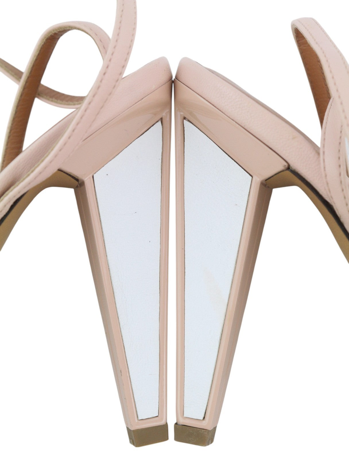 EMPORIO ARMANI Women Heels EU37 Pink Leather Open Toe Buckle Logo Pumps Sandals