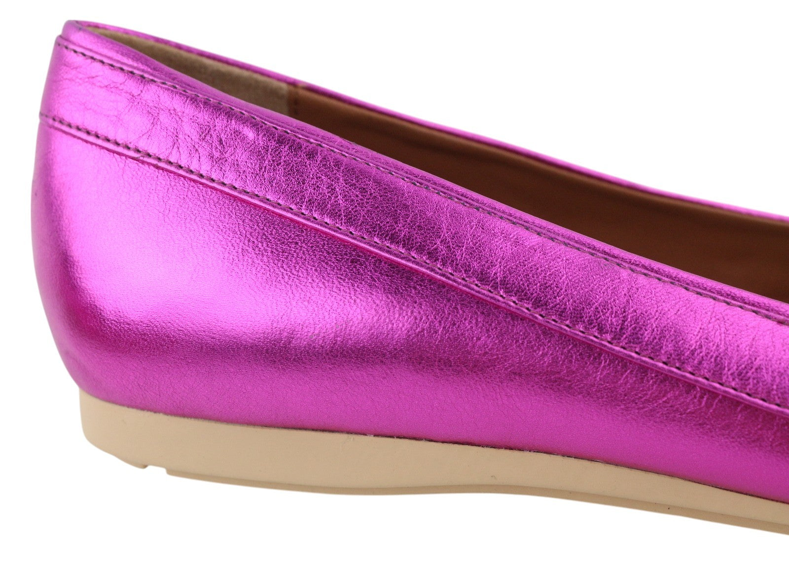 EMPORIO ARMANI X3D241 Women Flats EU37 Shiny Purple Leather Square Toe Ballerina