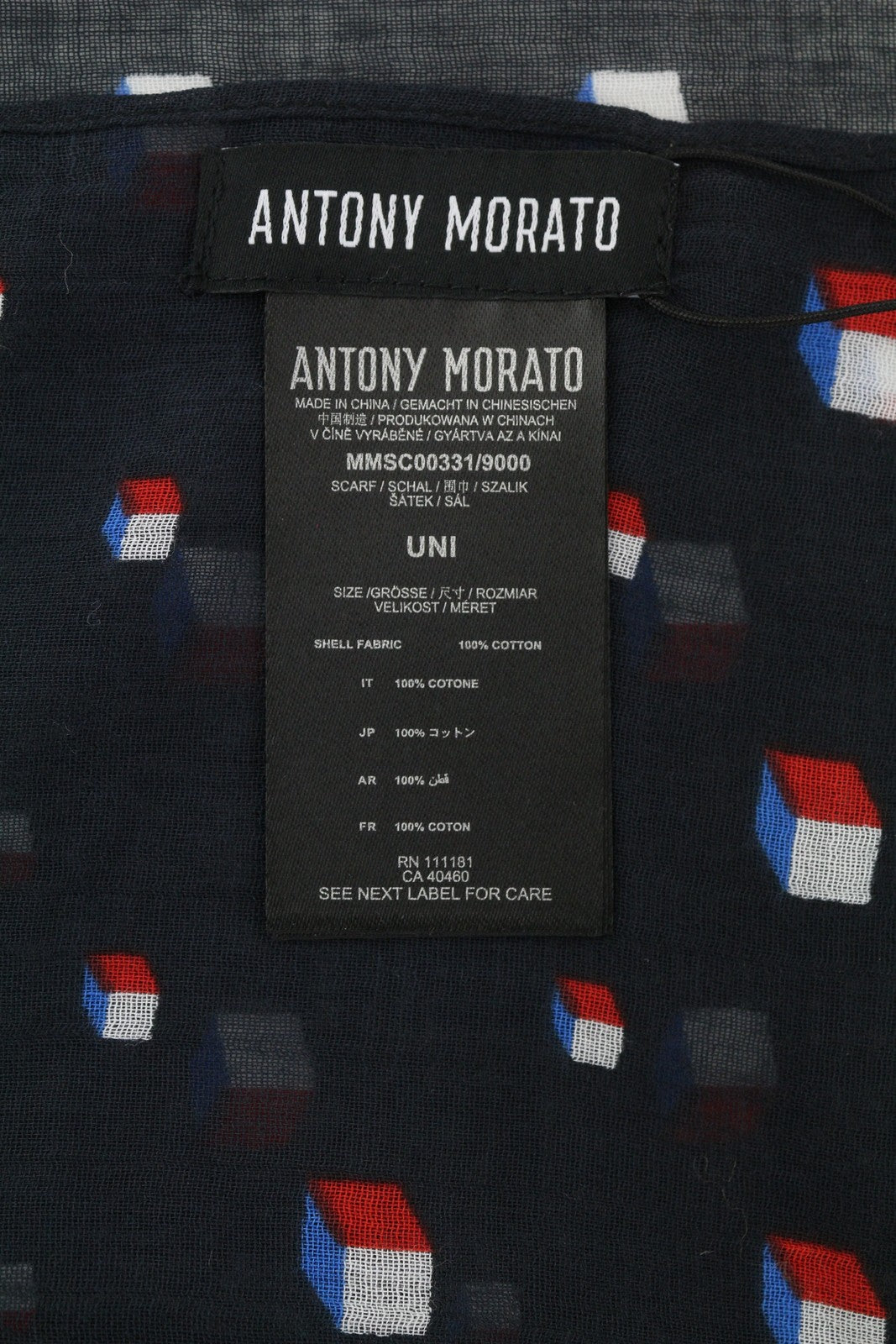 ANTONY MORATO Women Scarf OS Black Cotton Pattern Wrap Casual Logo Unisex