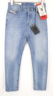 DIESEL D-Vider 081AL Men's W28/L30 Carrot Fit Blue Stretch Cotton Button-Fly