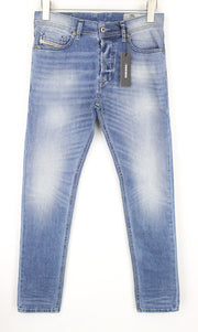 DIESEL Tepphar 0842H Men's W27/L32 Blue Cotton Button-Fly Slim Carrot Fit