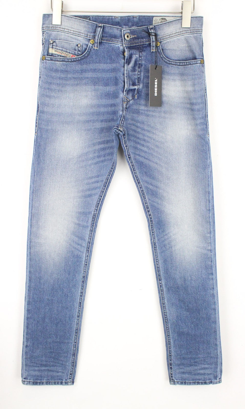 DIESEL Tepphar 0842H Men's W27/L32 Blue Cotton Button-Fly Slim Carrot Fit